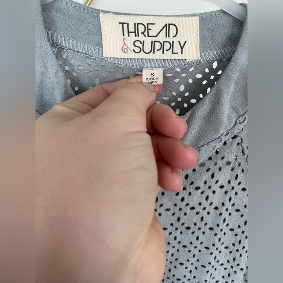 Thread & supply grey keyhole faux suede jacket - Picture 4 of 4